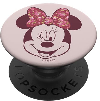 Disney Mickey And Friends Minnie Mouse Pink Floral Bow Face PopSockets mit austauschbarem PopGrip
