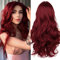 ATAYOU Lange Rote Lace Front Perücke Für Damen Mittelteile Rot Synthetische Perücke Mit Kleinem Stück Spitze 5x2 Zoll Samll Lace Wig (Rot@596)