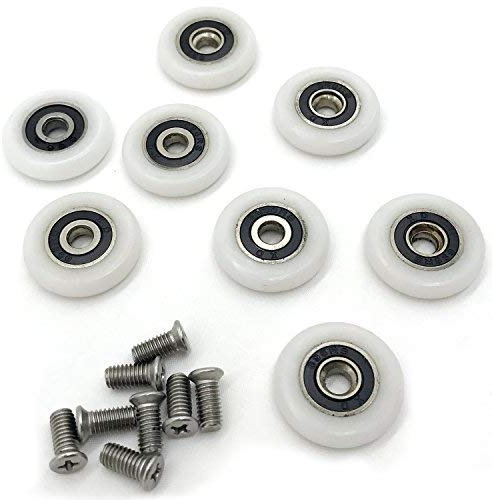 Lance Home Shower Door Rollers, 8pcs, White, Modern Style, Ultra-quiet, 23mm/25mm-27mm Diameter, 6mm Thickness, Suitable for Most Shower Enclosures