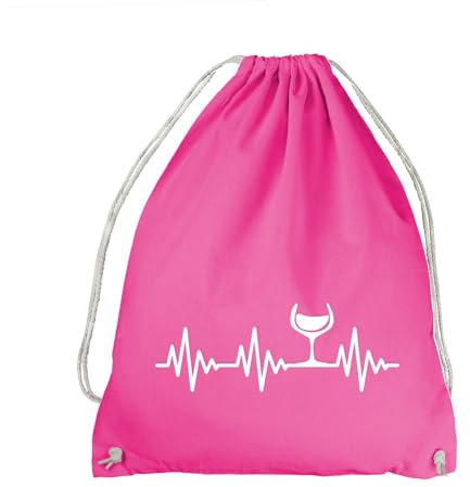 absenda Herzschlag Wein Turnbeutel - EKG Glas Weinglas Schorle Fest Party Pink