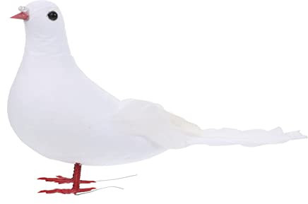 BESTonZON Taube Figur Deko Friedenstaube Künstliche Vögel mit Feder Baumschmuck Deko Dekofigur Kunstvogel Gartenfiguren für Hochzeit Dekoration Gartendeko Balkon Terrassen Tiere Tischdeko 8CM