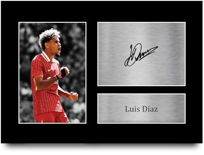 HWC Trading A4 Luis Diaz Liverpool Geschenke Gedrucktes Signiertes Autogramm Foto für Fußball Anhänger and Fans