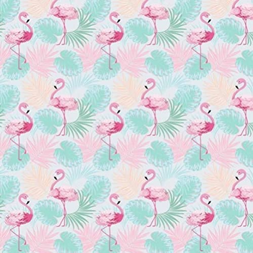 Flamingo Rosa Türkis 100x160cm 1 Meter 100% Baumwolle Baumwollstoff Kinder Meterware Handwerken Nähen Stoff