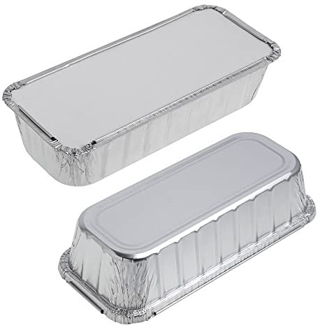 STACKABLES Paquete de 15 bandejas rectangulares grandes de papel de aluminio de 27 x 11,5 x 4,5 cm, sartenes grandes de aluminio de 1,5 litros con tapas para hornear, cocinar, almacenar y congelar
