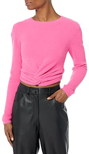 The Drop Women's Eloise Jersey Cómodo Corto de Manga Larga con Parte Frontal Cruzada, Rosa rosa, M