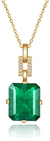 HCMA 18 Karat vergoldet 925 Silber Schmuck Frauen Halskette Geometrische Smaragd Zirkon Edelsteine Anhänger Hochzeit Schmuck Geschenk