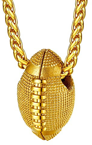 FaithHeart goldener Rugby ball Anhänger Kette für Herren Männer Halskette mit Rugbyball Anhänger Charm Sport Anhänger Schmuck für Freunden Ehemann Vater