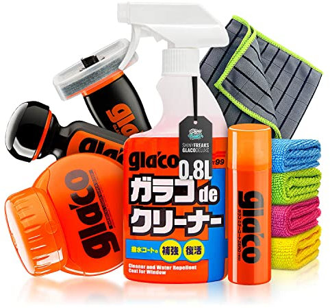 Auto Scheibenversiegelung Soft99 Glaco Deluxe Komplettset: Glas Versiegelung, Spiegelversiegelung, Scheiben Versiegelung, Glasreiniger, Regenabweiser Autoscheiben, Autoscheiben Versiegelung |10-teilig