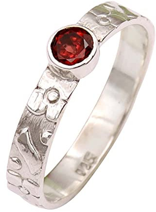 Silberring Granat Edelstein Goyal Exports 925 Sterling Silber Ring Silber Band Ring Solide Alle Größen Männer Frauen Ring Geschenkartikel Erklärung Handgemachter Schmuck SRG121 (66 (21.0))