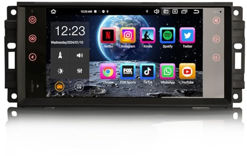 Erisin 8-Core Android 14 GPS Navegación Estéreo de Automóvil para Jeep Compass Grand Cherokee Patriot Chrysler 300C Dodge Journey Avenger Soporte CarPlay Android Auto Bluetooth 5.0 WiFi Dab+ 4GB+64GB