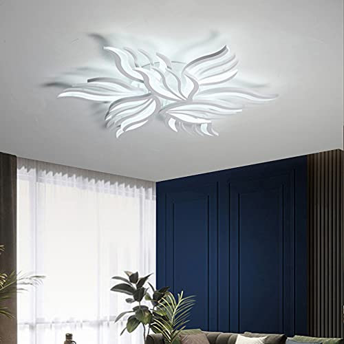 LED Deckenleuchte Dimmbar Wohnzimmerlampe mit Fernbedienung Schlafzimmer Deckenlampe Modern Deckenbeleuchtung Weiß Kreative Design Schlafzimmerlampe Dimming Farbwechsel Decke Licht 9 heads 90W