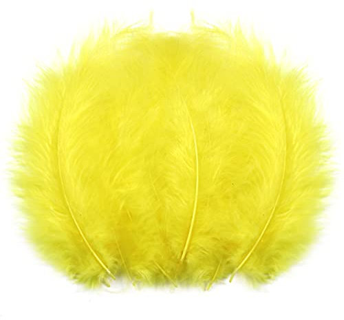 chaojukj 250 Stück 10-15 cm Flauschige Gelb Truthahn-Marabu-Federn zum Basteln, farbige Federn, Zubehör-Set