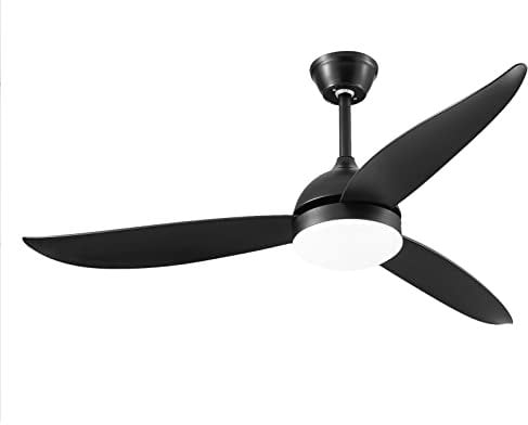 Drumm Ventilatore da soffitto con luce e telecomando,Pale in legno naturale addensato,Silenzioso,Motore in rame,3 velocità,3 luminosità,Φ132 cm,Nero