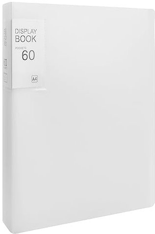 Portalistino A4 con 60 Tasche, Raccoglitore con Buste Trasparenti, Trasparenti Libro di Presentazione in PP, Cartella del Progetto di Presentazione per Casa Scuola Ufficio Fogli di Musica (Bianco)