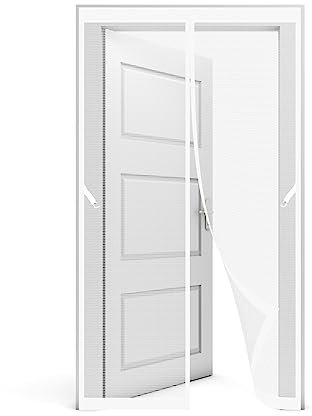 Moustiquaire Porte Magnétique Rideau 275 x 215 cm Rideaux Toile Insect Ecran Sans Perçage Rideau de Porte pour Portes Balcon Cave Salon Camping car, Blanc