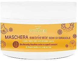 Maternatura, Nährende Haarmaske für Trockenes Haar mit Sonnenblumensamen, Feuchtigkeitsbehandlung für Geschädigtes Haar, Bio Beauty-Routine für Trockene Haut und Haare, Made in Italy - 200 ml
