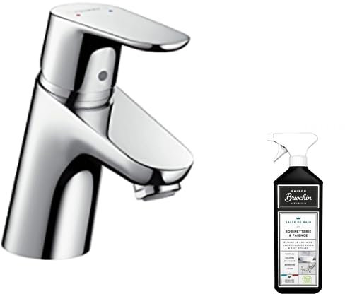 Mitigeur lavabo HANSGROHE 70 sans tirette ni vidage bas débit chrome + nettoyant Briochin