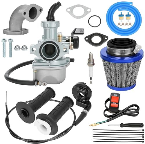 YOXUFA PZ22 Carburetor 22mm Carb 38mm Air Filter Throttle Cable Grip Kit for Coolster Apollo SSR TaoTao DB14 DB24 110cc 125cc RFZ Hawk Pit Dirt Bike ATV Quad 4 Stroke Engine Chinese Motorsports Parts