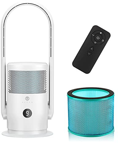 Ventilatore a Torre Senza Pale, Ultty Ventilatore a Colonna con Purificatore d'Aria Silenzioso, Filtro H13 99,97% delle particelle inquinanti per Camera da Letto, Ufficio, CR021 Bianco