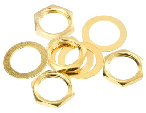 sourcing map 4 Set Guitar Nuts and Washers 3/8 Guitar Input Output Jack Socket Nuts Gold for Guitar Bass