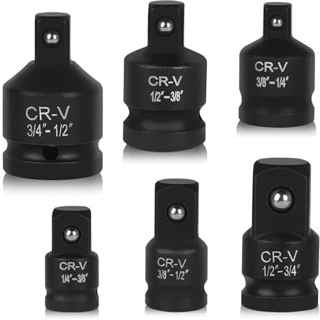 CPROSP 6tlg Impact Socket Adapter, Kraft-Stecknuss-Adapter und Reduziersatz, Schlagadapter 1/4 - 3/8 - 1/2 für Ratschen