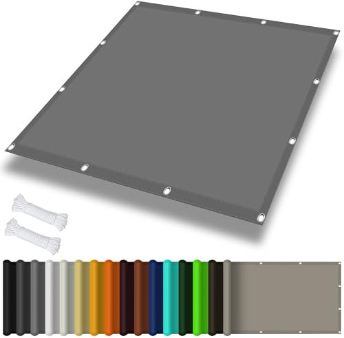 Sonnensegel Rechteckig mit Ösen 0.5 x 2 m, Wasserdicht 98% UV Schutz Sonnensegel im Freien inkl Befestigungsseile für Garten Terrasse, Hellgrau