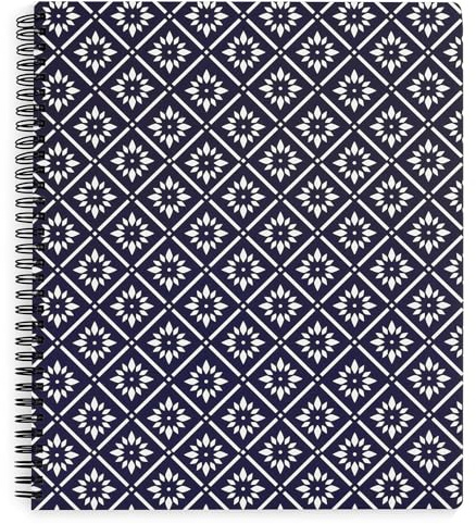 Steel Mill & Co Cute Large Spiral Notebook College Ruled, 11 x 9.5 with Durable Hardcover and 160 Lined Pages (Navy Geo)