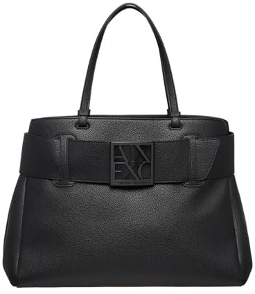 Armani Exchange Damen Susie, Nachhaltiger, weicher, geflochtener Einkaufsbeutel, Schwarz, Einheitsgröße