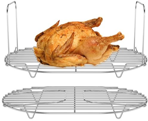 Littleduckling 2pcs Steam and Roast Rack 304 Stainless Steel Slow Cooker Steamer Rack with Handle Compatible for Ninja Cooker 8.5Qt MC1000/ MC1010/ MC1001 Series Pot Kitchen Accessories