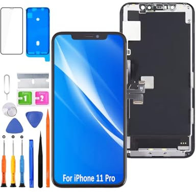 HLYGZX Pantalla para iPhone 11 Pro LCD de repuesto, pantalla táctil FHD, pantalla táctil 3D, digitalizador, marco de montaje, adhesivo resistente al agua, kits de reparación