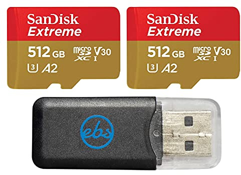 SanDisk - Scheda di memoria MicroSD da 512 GB Extreme (2 pezzi) compatibile con fotocamere GoPro | Per Hero11 Black, Hero11 Black Mini (SDSQXAV-512G-GN6MN) Bundle con 1 lettore di schede Everything But Stromboli MicroSDXC