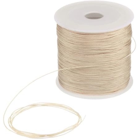 Sourcing Map 0.6mm Nylon Cord 164 Yards Satin String for Jewelry Making, Bracelet, Chinese Knotting, Beading Thread, Braided Necklaces, Macrame Trim Craft - Champagne