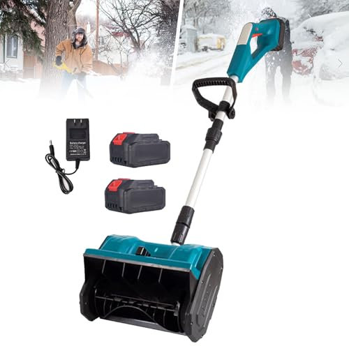 Pala quitanieves eléctrica inalámbrica, quitanieves a batería de 21 V y 4 Ah, camino de limpieza de 13 x 7,8, distancia de lanzamiento de 26', soplador de nieve portátil con batería,2Battery