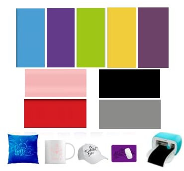 Infusible Infusible Lot de 9 encres de transfert pour Cricut Joy, Solid Color Infusible Infusible Ink 11,5 x 30,5 cm Papier de transfert insoluble Feuille d'encre de sublimation pour machine à presser
