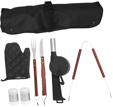 CAXUSD Tragbar Für Außenbereich Mit Grillschneider Grillgabel Clip Gewürzflaschen Und Schürzenhandschuh in Tasche Enthalten