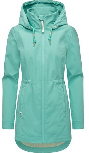 Ragwear Damen lange Übergangsjacke wasserdicht und atmungsaktiv Parka mit abnehmbarer Kapuze und feiner Rillenstruktur Dakkota B YOUMODO XS-3XL