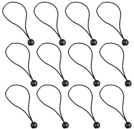 Bojueshaw 12PCS Ball Bungee Cords for Outdoor Use,Elastic Ties with Plastic Ball Ends for Tents, Trampolines, Garden and Camping Setups