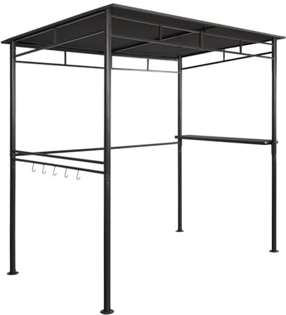 Angel Living Grillpavillon 218x150x215cm, Winddicht mit Seitenregalen Gartenpavillon Regalen Gartenlauben mit UV-Schutz, BBQ Pavillon aus Stahl, Gartenzelt Grillzelt für Party BBQ Grau