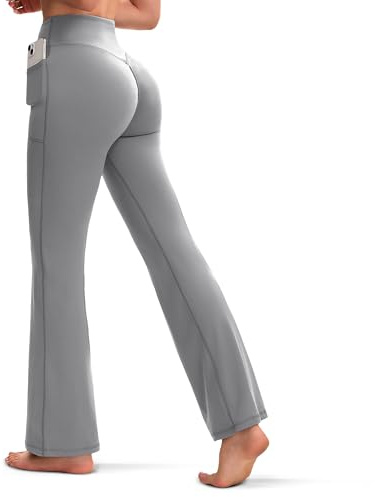 ChunyChi Damen Push Up Flare Leggings, Yogahose, Jogginghose, Hohe Taille Bootcut, Sporthose, Workout Leggings mit Taschen