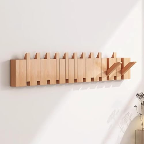 GZKDKZB Garderobe aus Naturholz, Wandgarderobe aus Holz, Akkordeon-Wandaufhänger, Wandgarderobe in Klavierform für Eingangsbereich, Schlafzimmer, Badezimmerdekoration