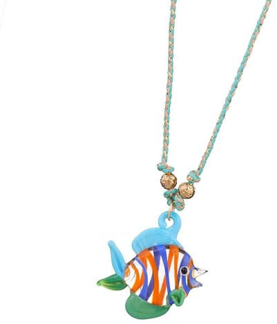 VIVIWI Collar con colgante de cristal de pez, cadena ajustable, collar único de peces, textura de vidrio para uso casual o formal