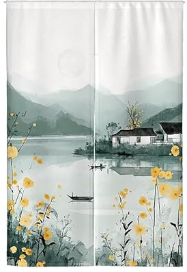 Dostear Japanische Deko Zimmer Raumtrenner Vorhang Dicker Stoff Gardine KüChe Leinen Optik KüChen VorhäNge Trennwand Balkon TüRvorhang 10676 90x180cm