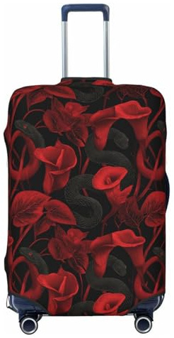 TZTTZT Funda protectora para equipaje, diseño de serpiente gótica roja con lirios y lirios, para maletas de pulgadas, Negro , 25-28