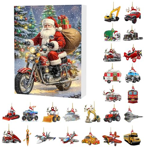 24 Tage Weihnachten Countdown Adventskalender Adventskalender mit 24 Autos Züge Flugzeuge usw. 2024 Weihnachten mit Sammelzubehör (Weiß, 28 x 17, 5 x 4 cm)