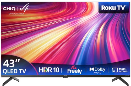 CHiQ L43QM10K 43 Inch Smart TV, Full HD QLED PRO Display, DCI-P3 90% Wide Colour, HDR10, ROKU TV OS
