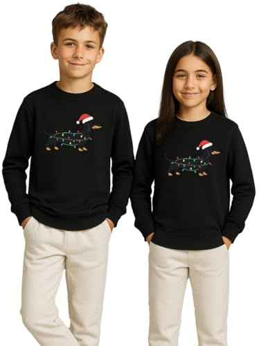 Unibly Dackel Lichterkette | Weihnachten Christmas X-Mas Kinder Pullover