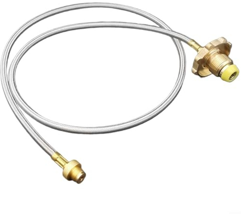 EXTRWORY Adaptateur de carburant extérieur pour GPL vers cartouche plate en cuivre et acier inoxydable, connecteur de conversion de gaz argenté (tuyau adaptateur)