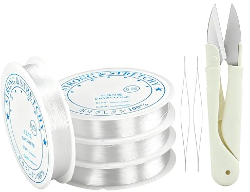 200 m 0,25 mm Filo di nylon trasparente, filo invisibile, nastro per appendere, filo di nylon resistente allo strappo, filo per perline trasparente con ago per perline e forbici