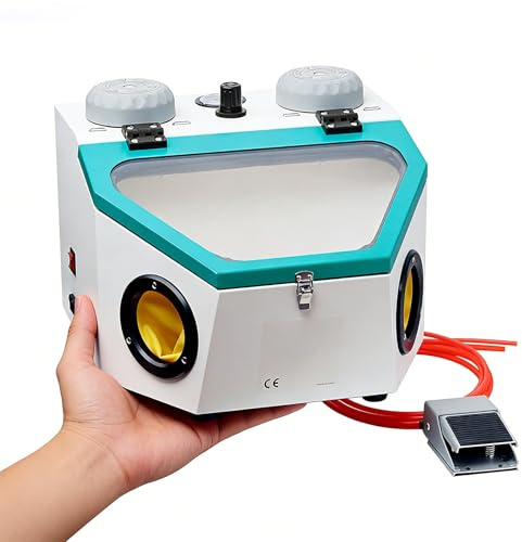 Sabbiatrice elettrica con pedale, ampia finestra di visualizzazione e luce LED, doppia penna, struttura in acciaio resistente per riparazioni efficienti