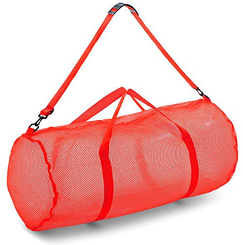 Champion Sports Netztasche mit Reißverschluss und verstellbarem Schultergurt, 38,1 x 91,4 cm, Rot – Mehrzweck-Turnbeutel für Ausrüstung, Sportausrüstung, Wäsche – atmungsaktive Netztasche für Tauch-